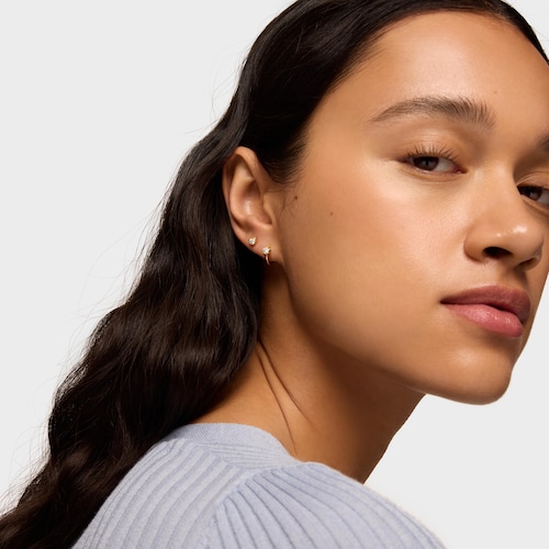 Gold Hoop earrings with lab-grown diamonds and flower motif TOUS Lili