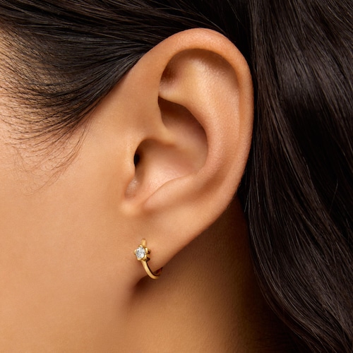 Gold Hoop earrings with lab-grown diamonds and flower motif TOUS Lili