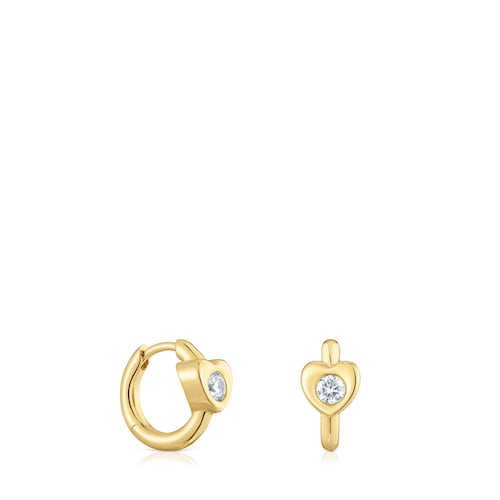 Gold Hoop earrings with lab-grown diamonds and heart motif TOUS Lili