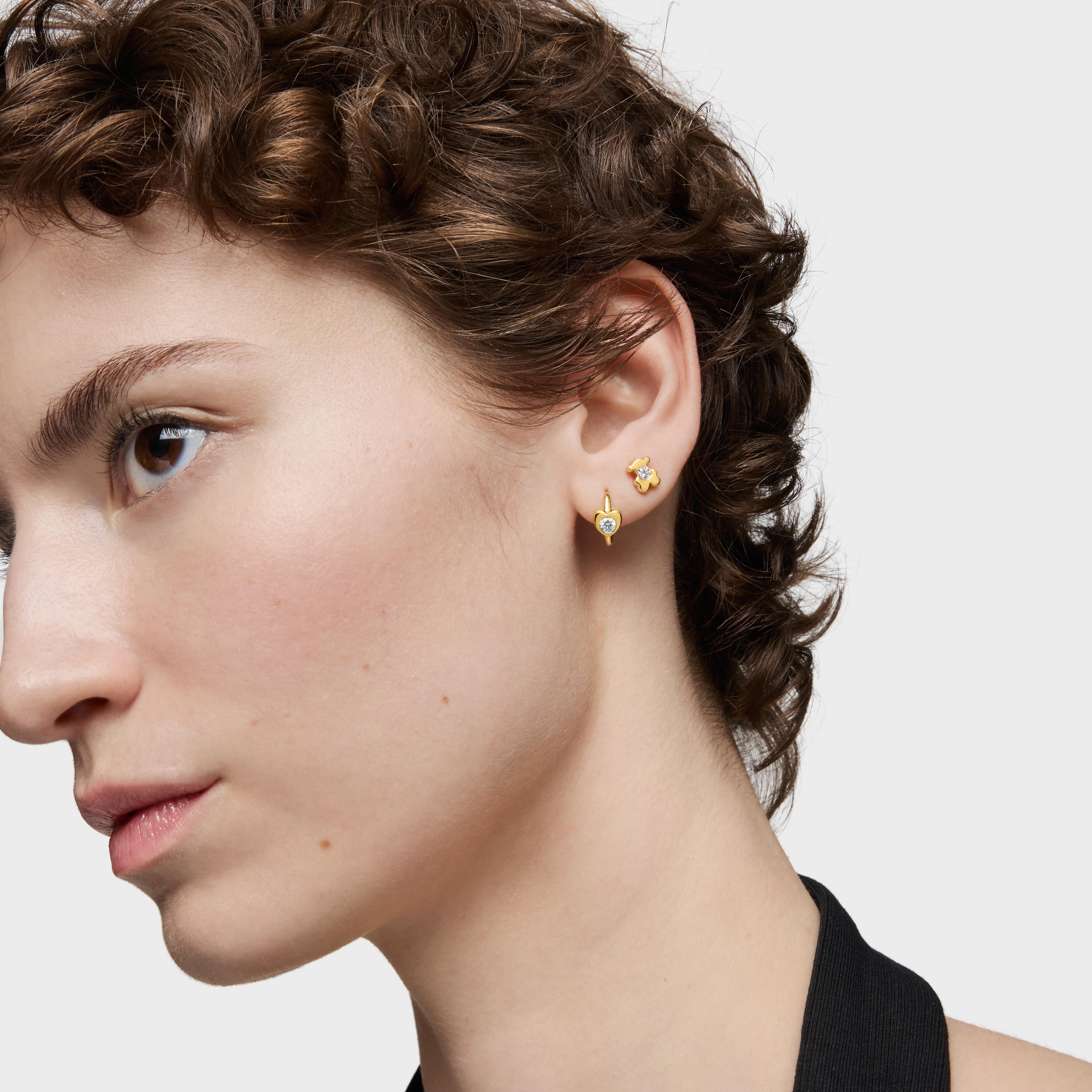 18K solid gold Hoop earrings with lab-grown diamonds and heart motif TOUS Lili