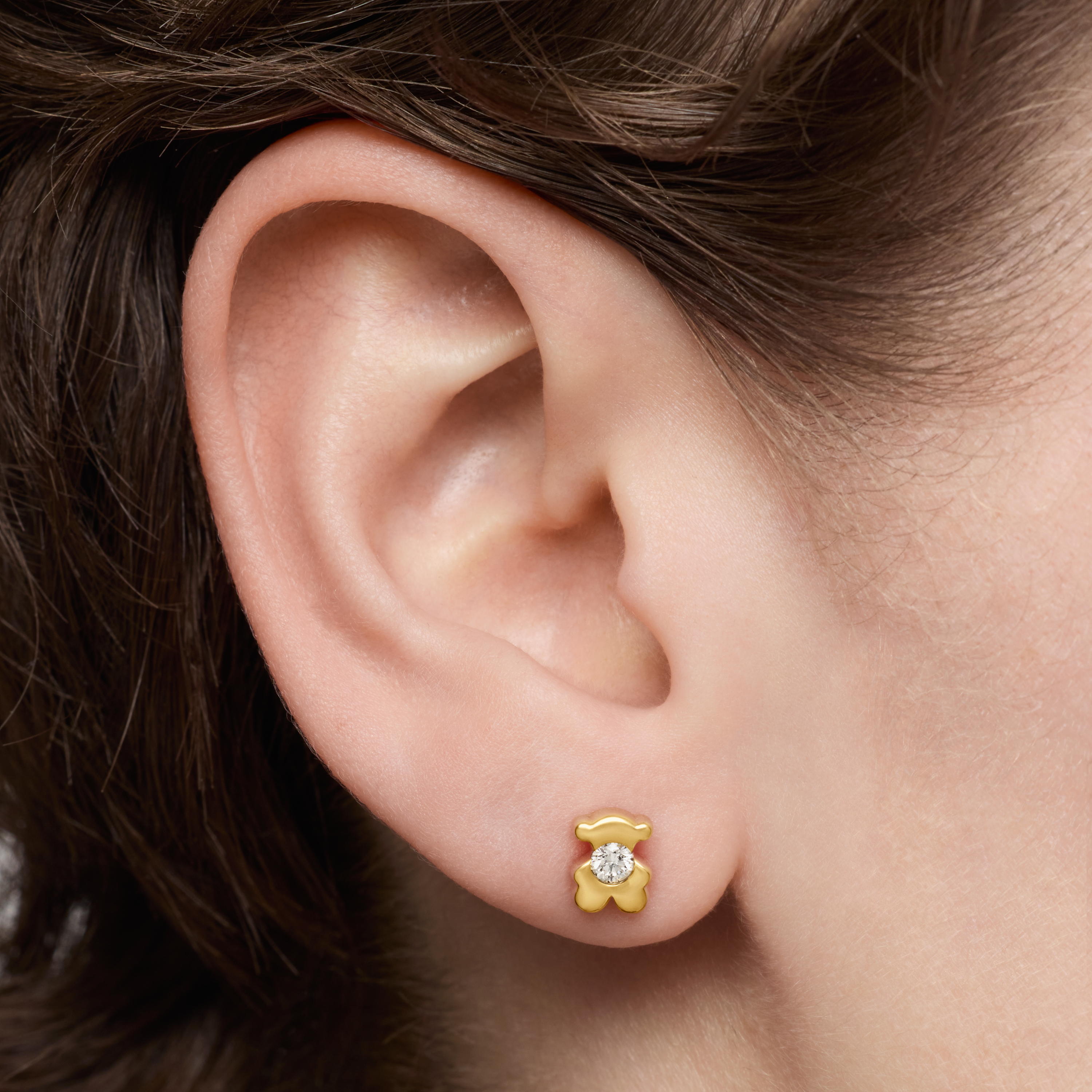 6 mm 18K solid gold Bear earrings with lab-grown diamonds TOUS Lili