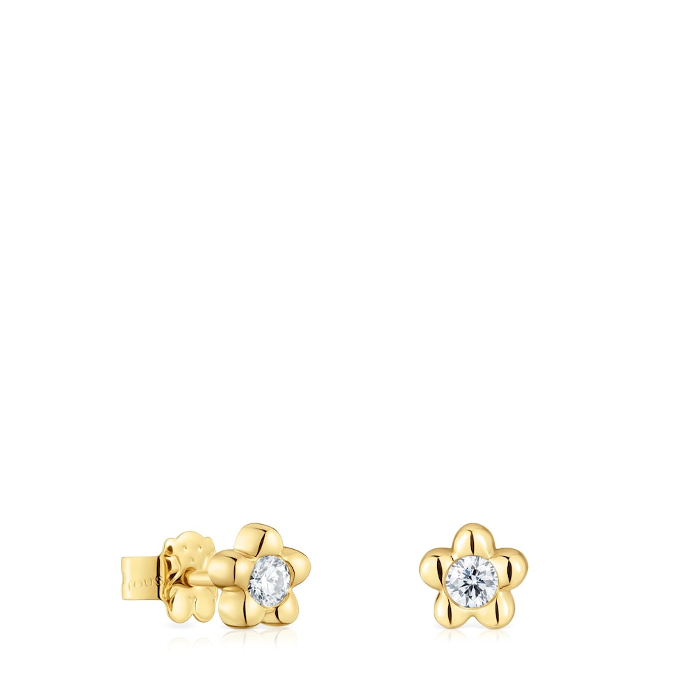 6 mm gold Flower earrings with lab-grown diamonds TOUS Lili image number 0