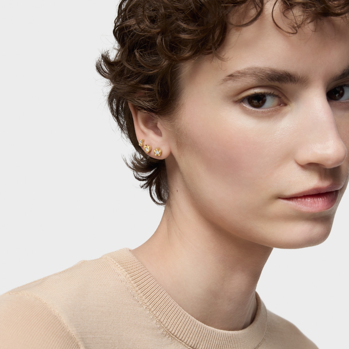6 mm gold Flower earrings with lab-grown diamonds TOUS Lili
