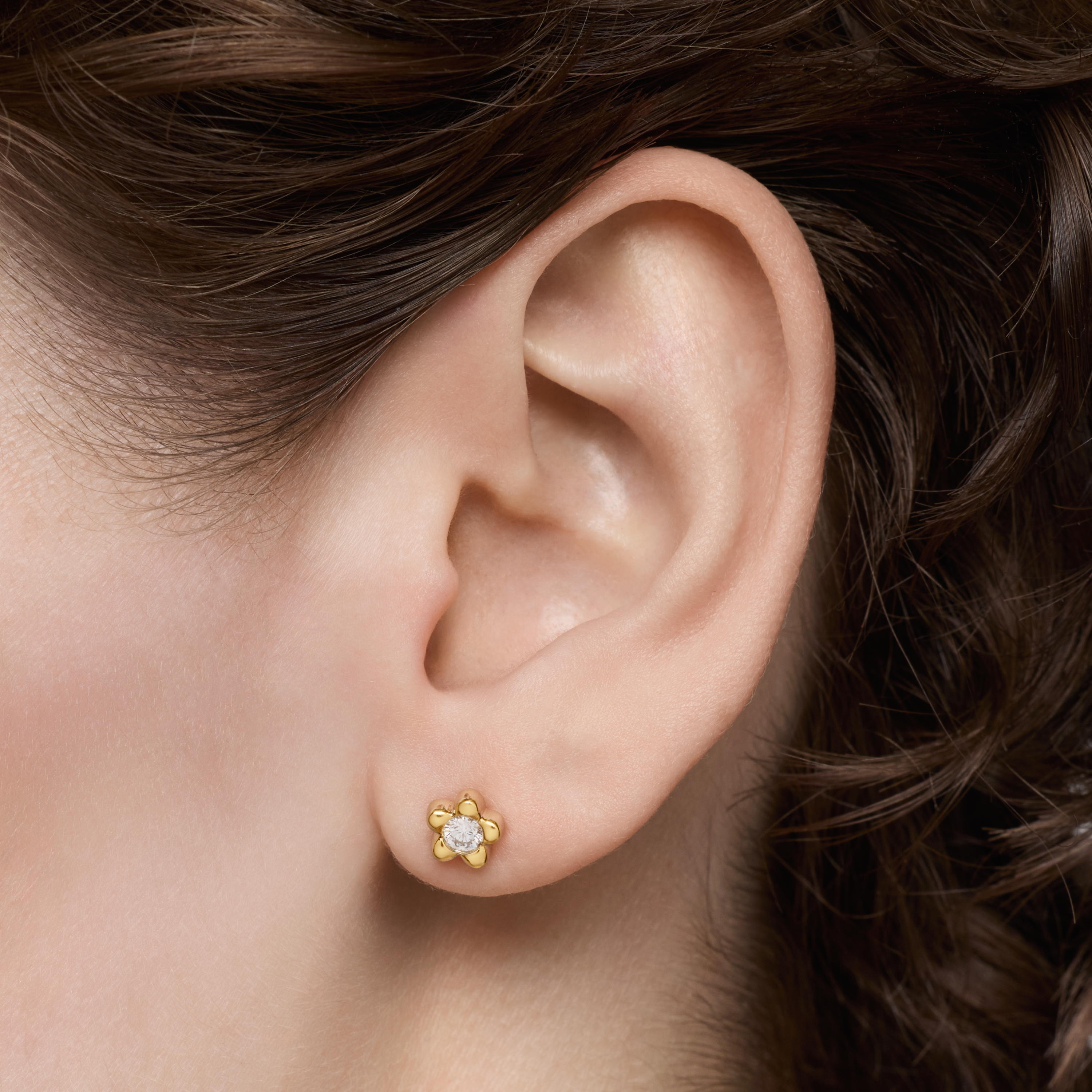 6 mm 18K solid gold Flower earrings with lab-grown diamonds TOUS Lili