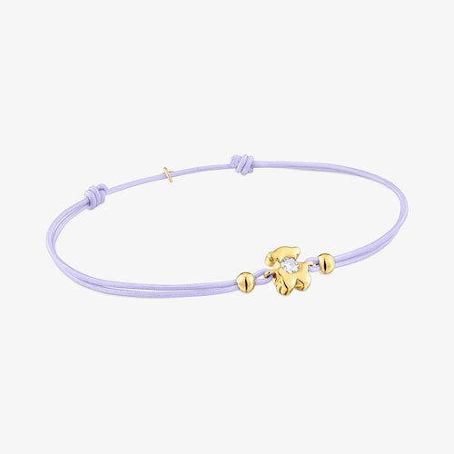 Pulsera de oro 18K con diamante creado en laboratorio y nylon malva TOUS Lili