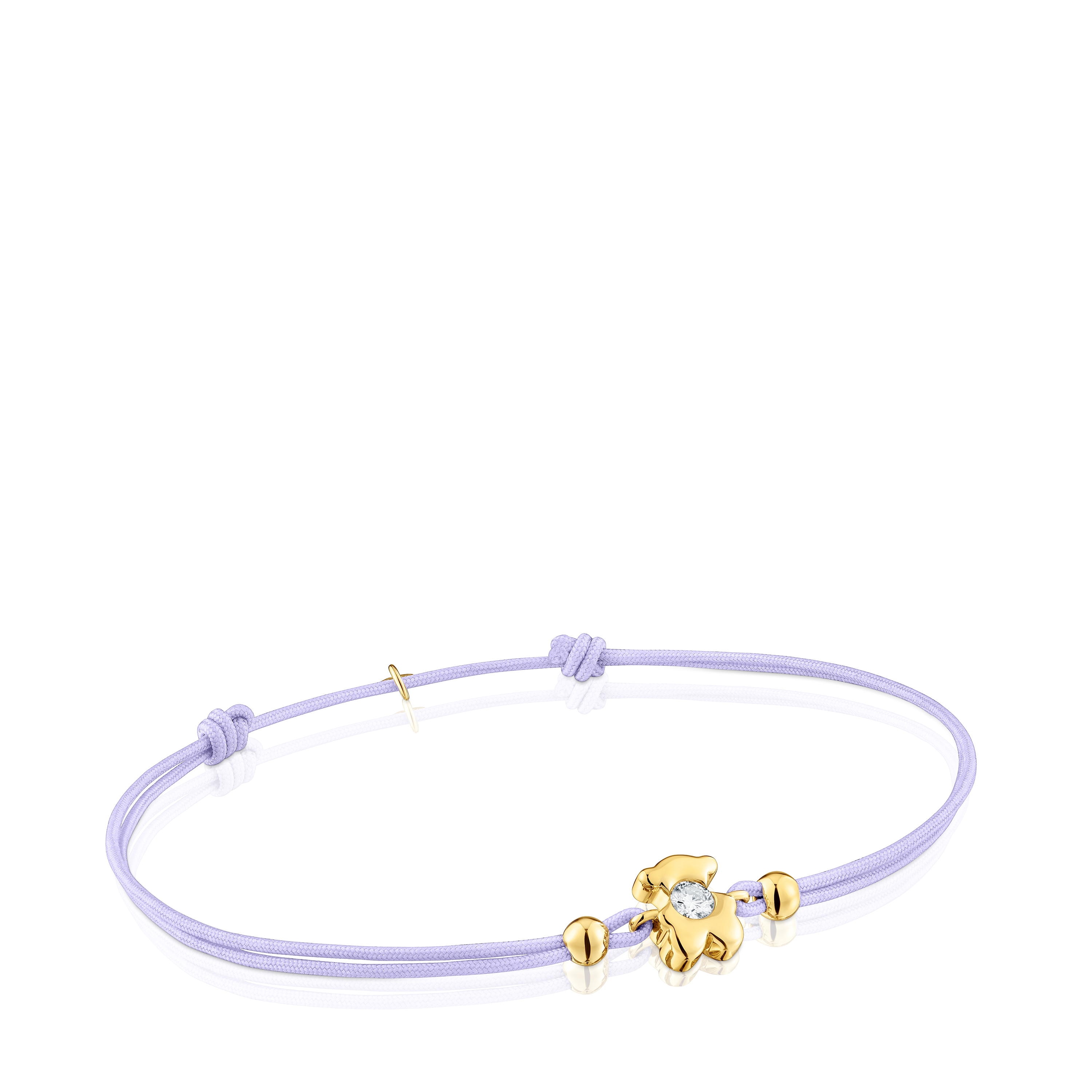 Pulsera de oro con diamante creado en laboratorio y nylon malva TOUS Lili