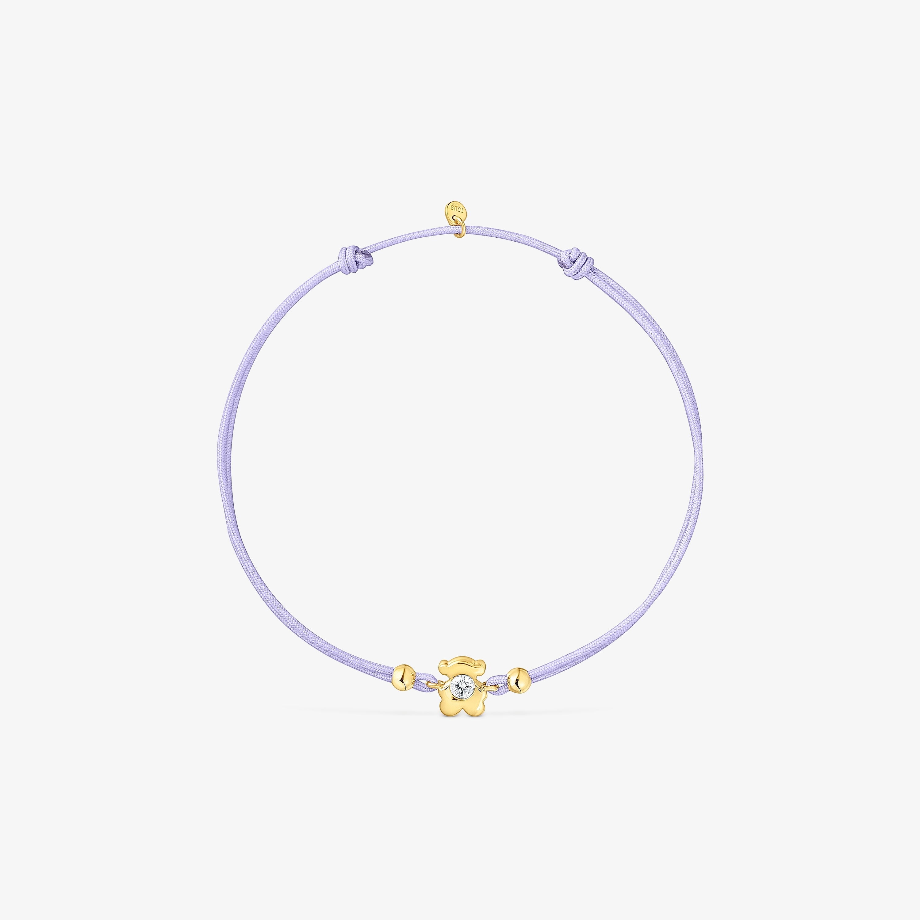 18K solid gold Bracelet with lab-grown diamond and mauve nylon TOUS Lili