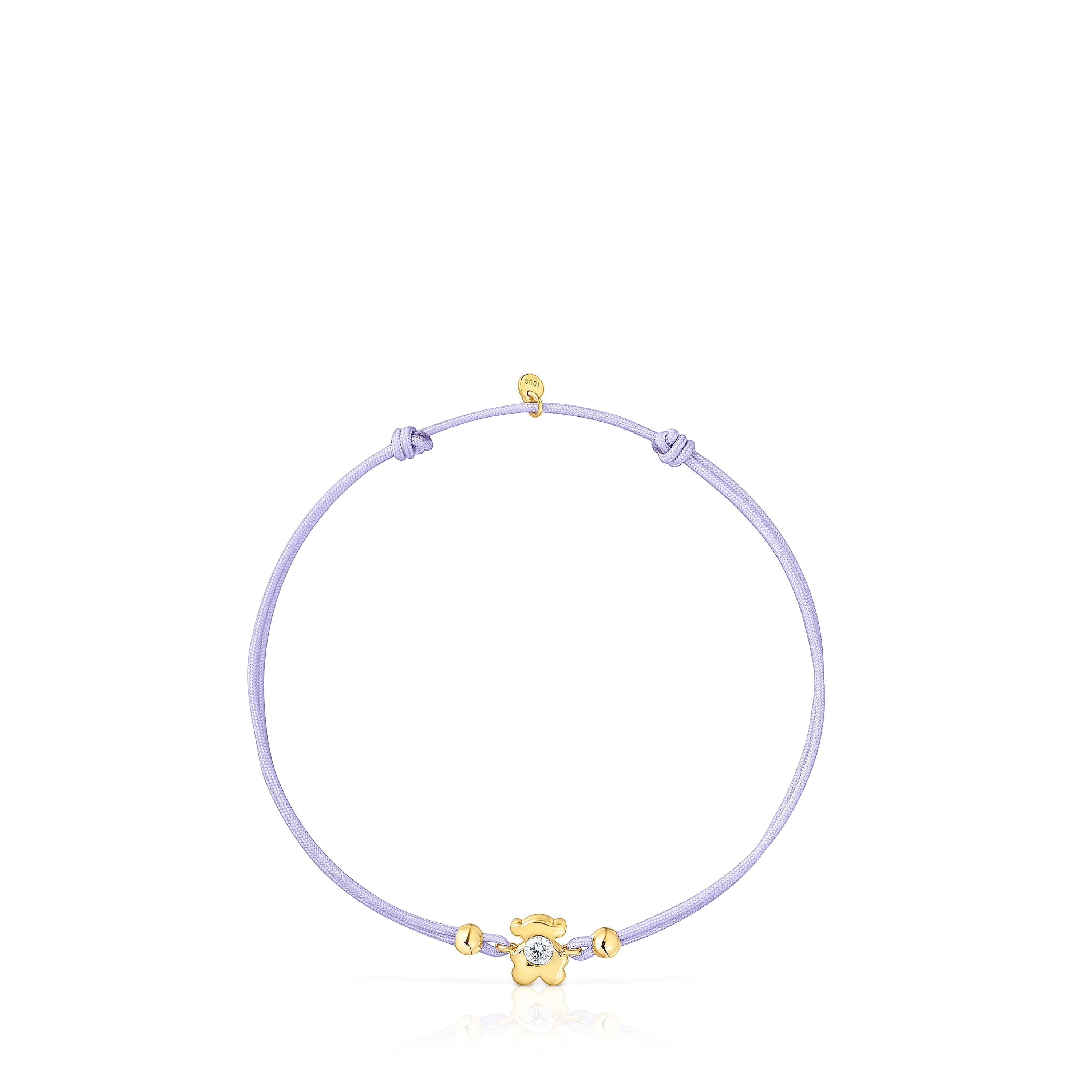 Pulsera de oro con diamante creado en laboratorio y nylon malva TOUS Lili