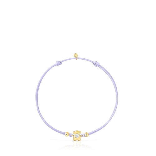 Gold Bracelet with lab-grown diamond and mauve nylon TOUS Lili