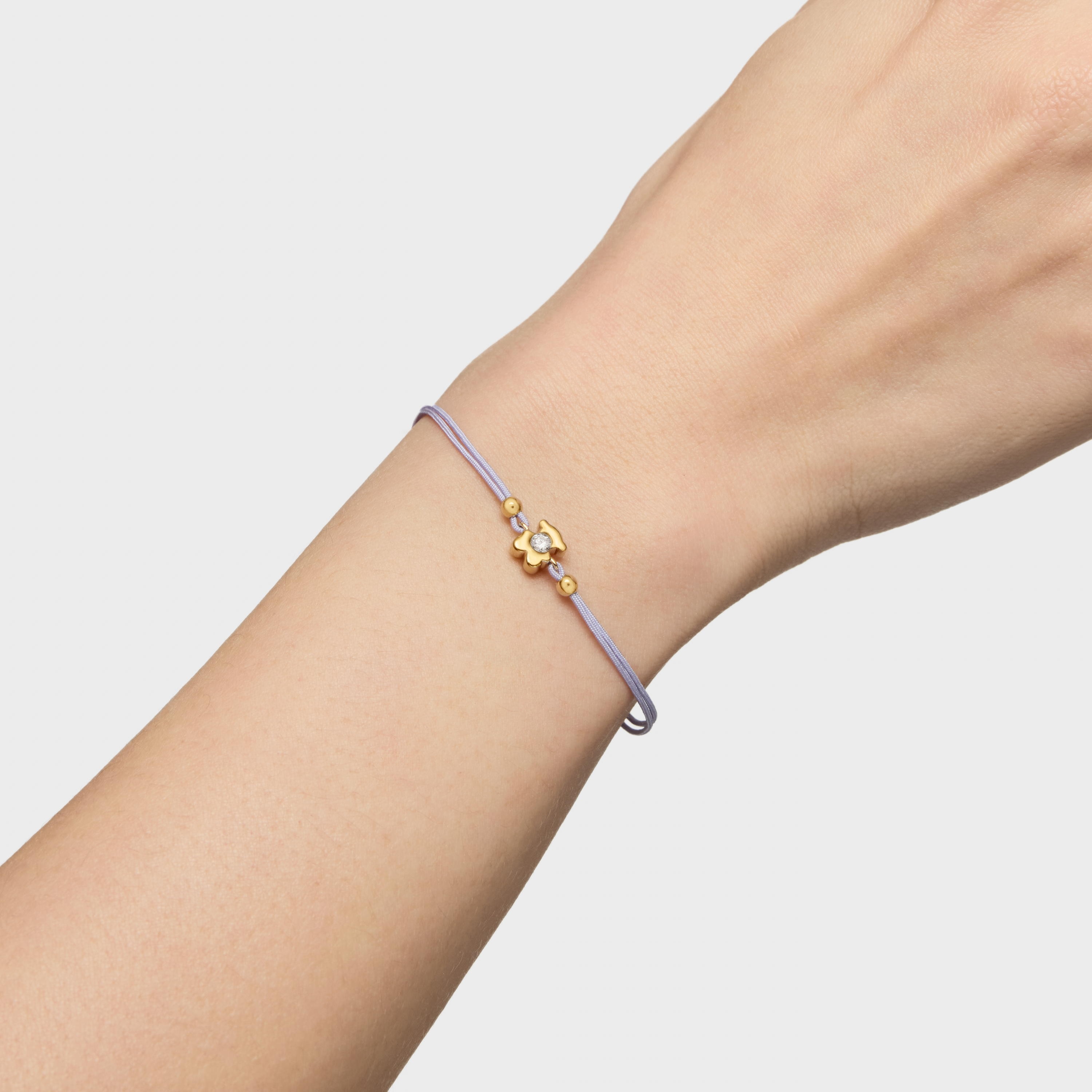 18K solid gold Bracelet with lab-grown diamond and mauve nylon TOUS Lili