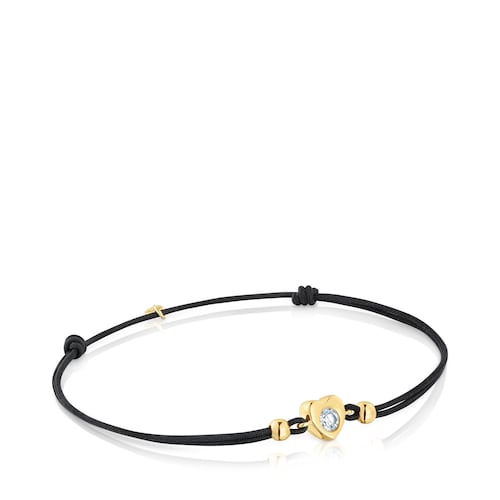 Gold Bracelet with lab-grown diamond and black nylon TOUS Lili