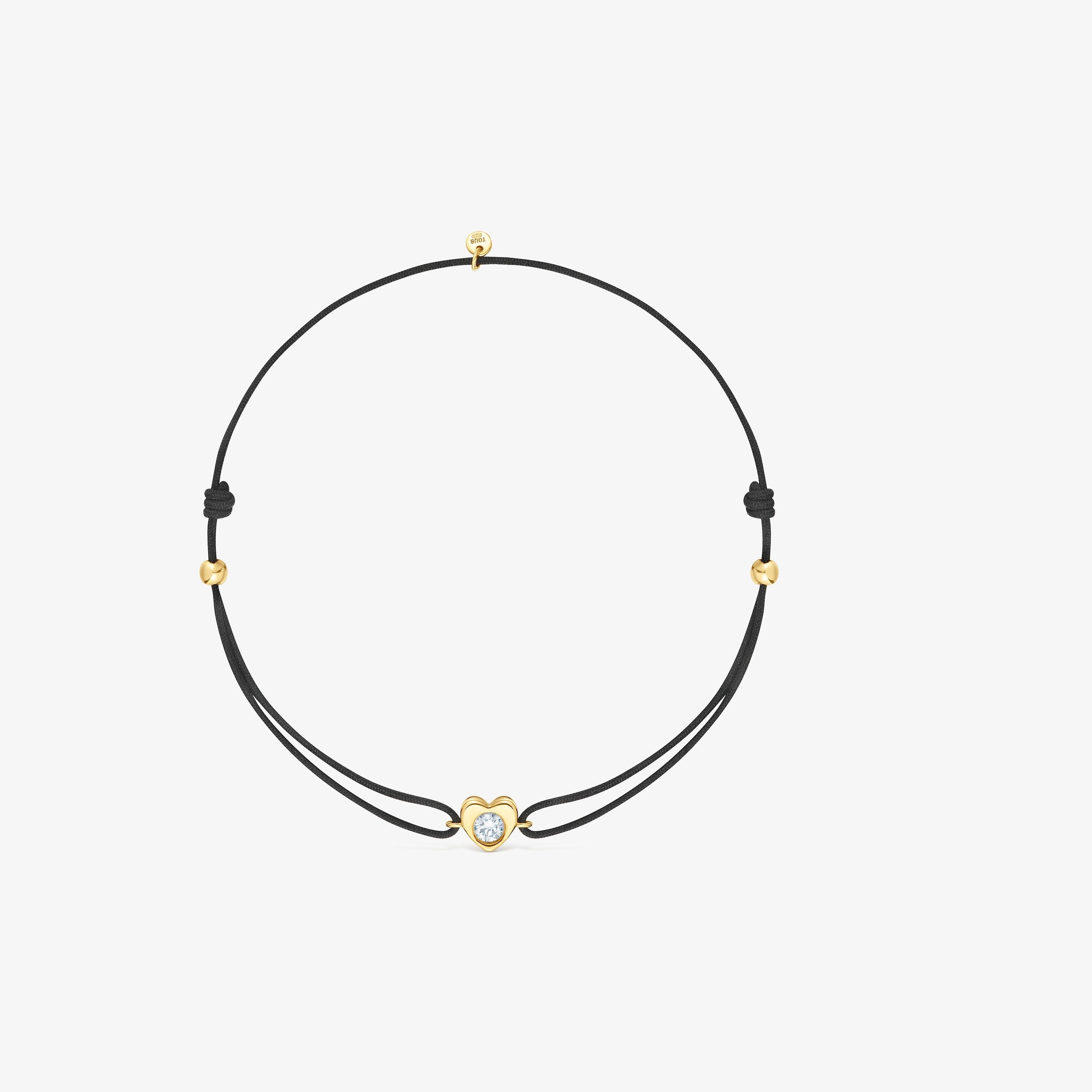 18K solid gold Bracelet with lab-grown diamond and black nylon TOUS Lili