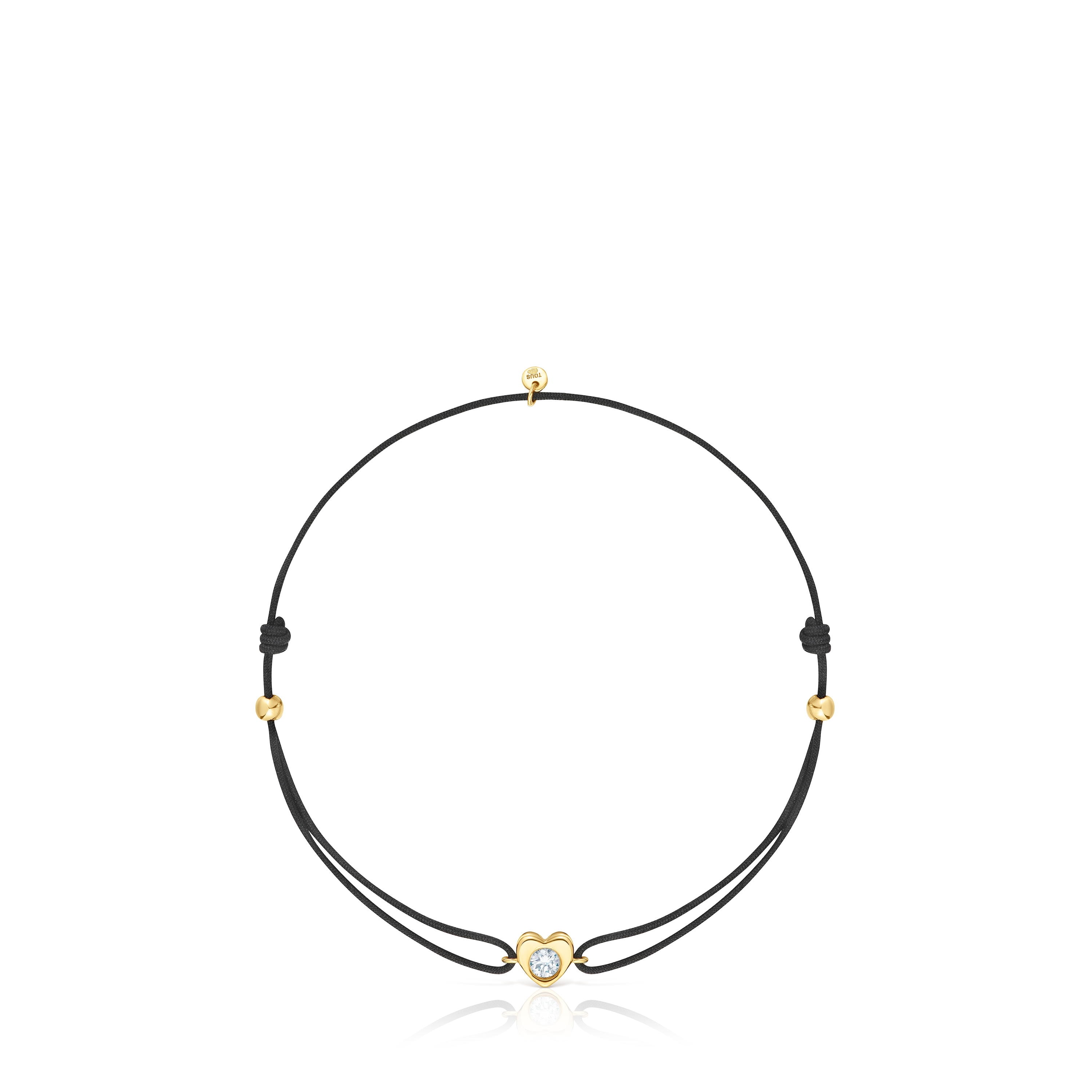 Pulsera de oro con diamante creado en laboratorio y nylon negro TOUS Lili
