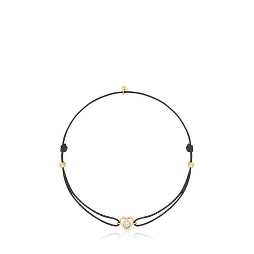 Gold Bracelet with lab-grown diamond and black nylon TOUS Lili