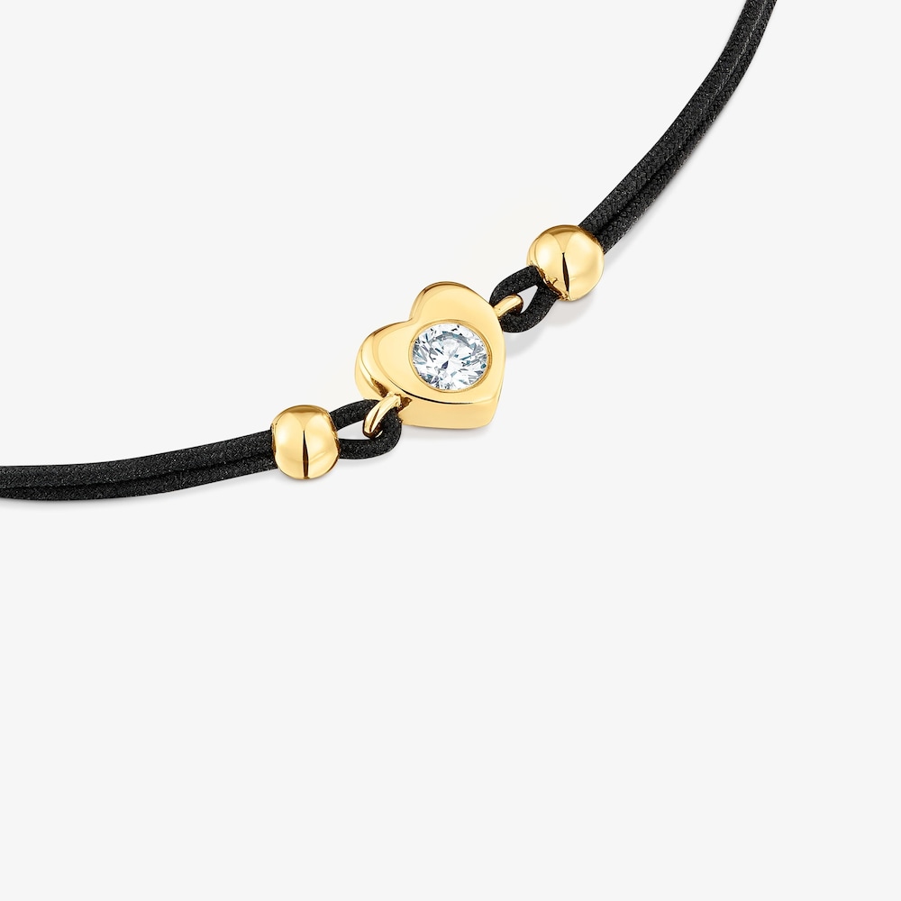 Armband TOUS Lili aus Gold mit einem im Labor gez&uuml;chteten Diamanten und schwarzem Nylon