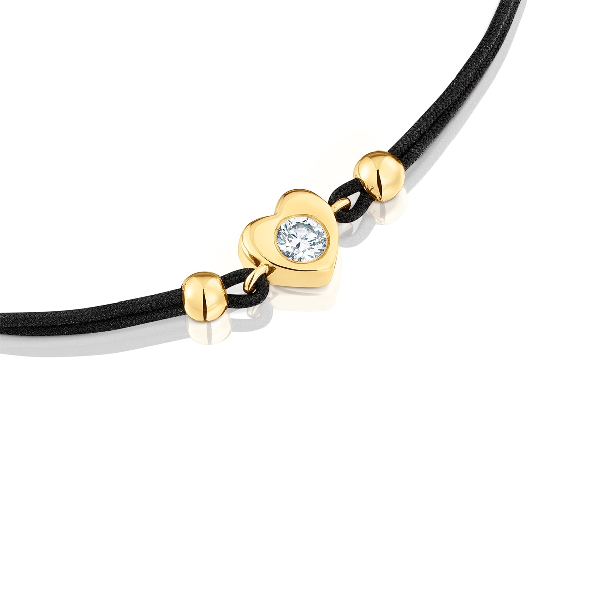 Gold Bracelet with lab-grown diamond and black nylon TOUS Lili