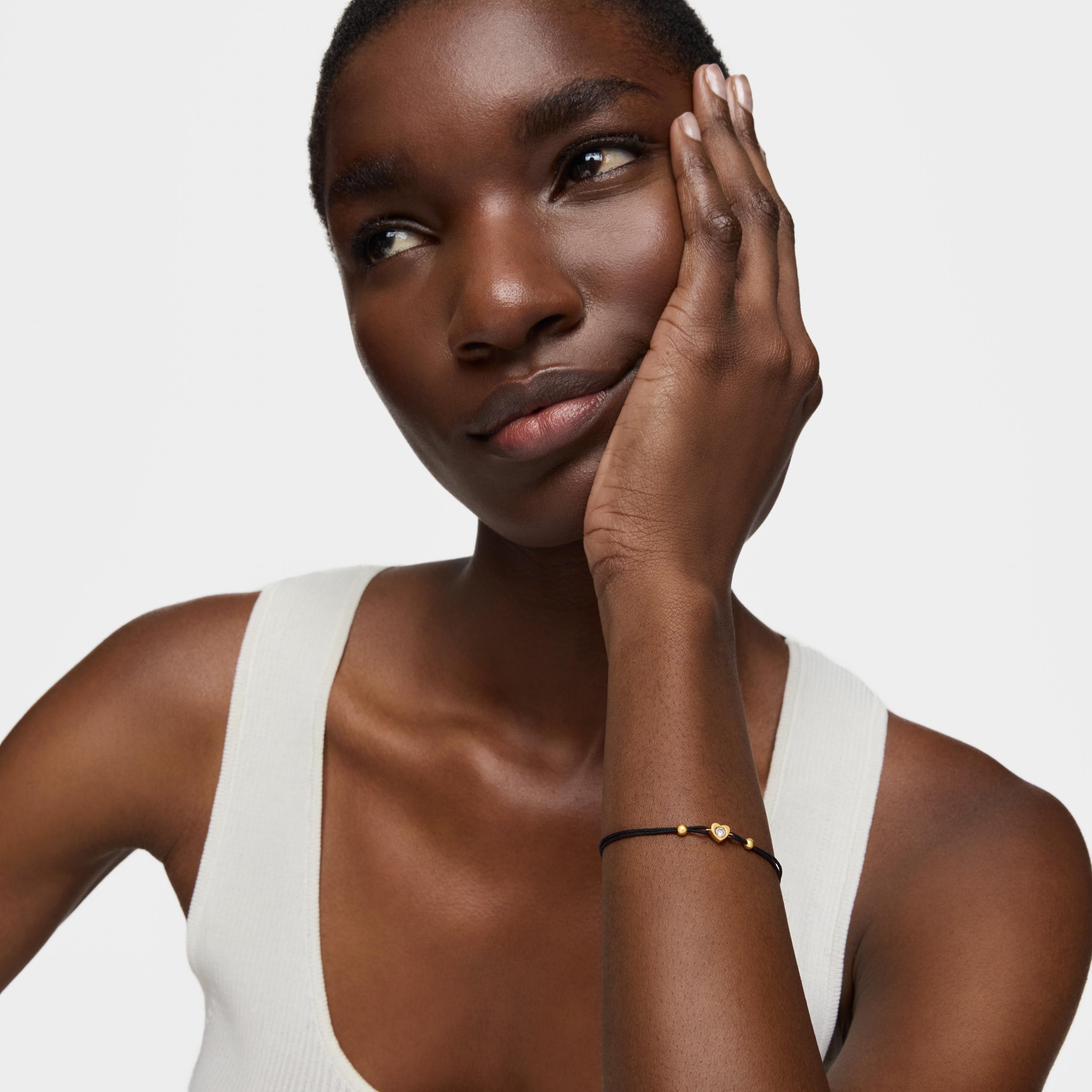 18K solid gold Bracelet with lab-grown diamond and black nylon TOUS Lili