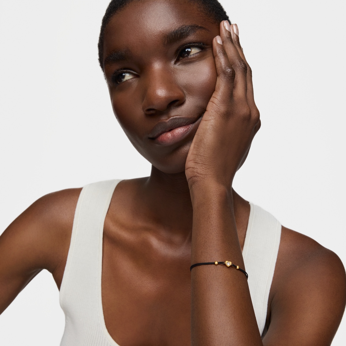 Gold Bracelet with lab-grown diamond and black nylon TOUS Lili
