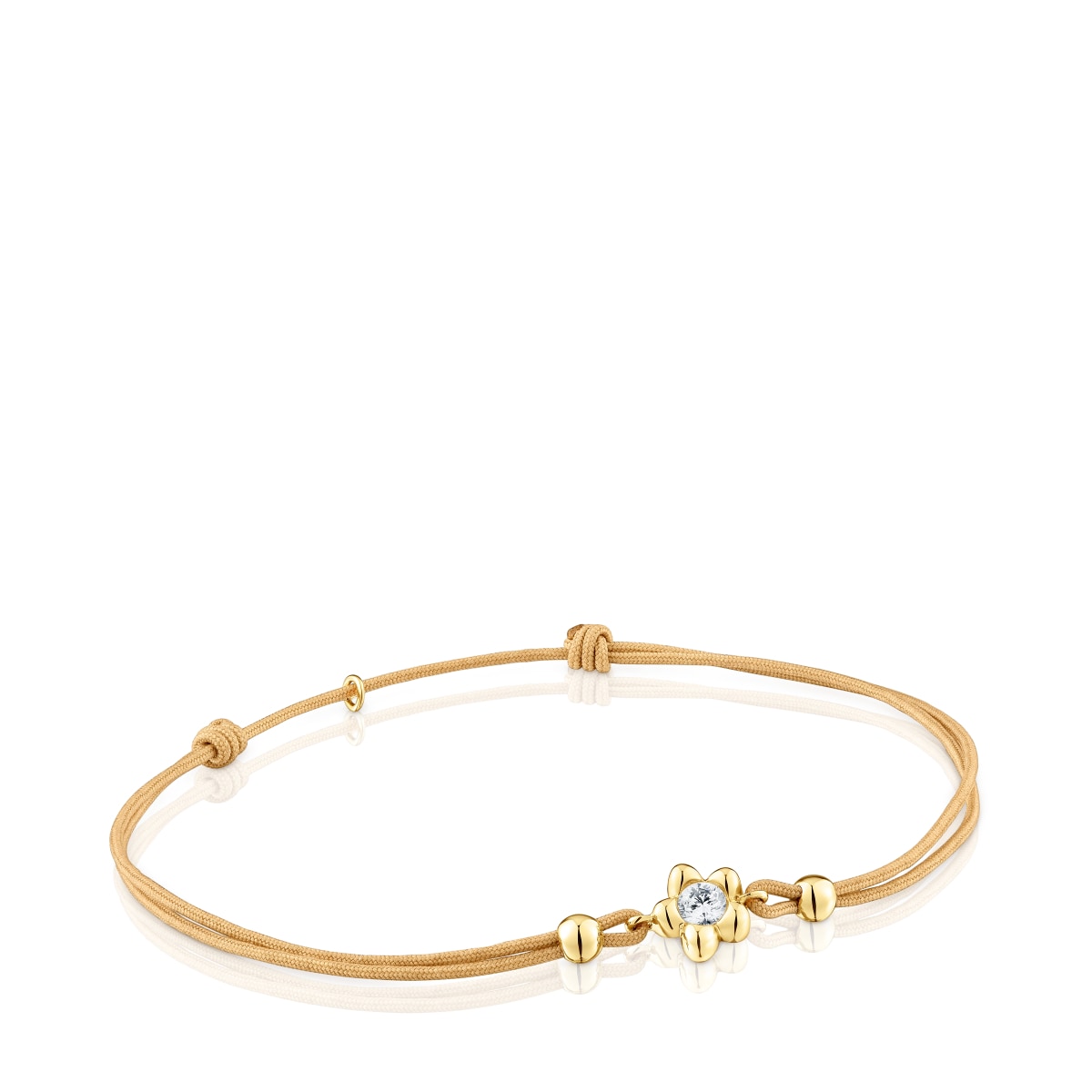 Gold Bracelet with lab-grown diamond and camel-colored nylon TOUS Lili