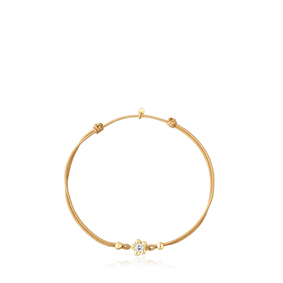 Gold Bracelet with lab-grown diamond and camel-colored nylon TOUS Lili