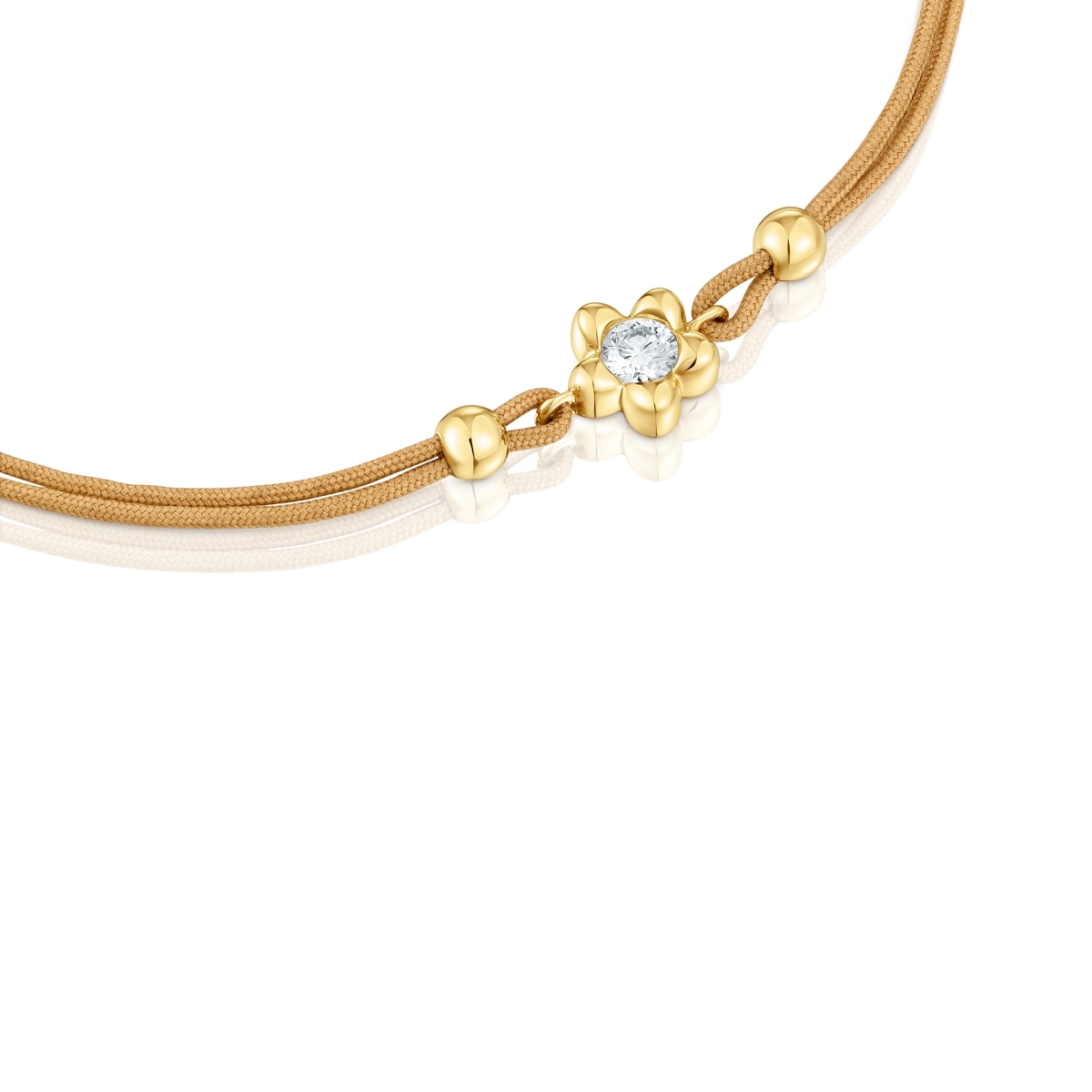 Gold Bracelet with lab-grown diamond and camel-colored nylon TOUS Lili