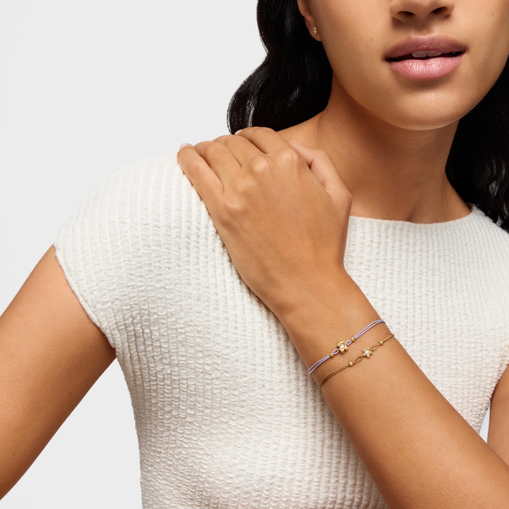 Zlat&yacute; N&aacute;ramok so syntetick&yacute;m diamantom a&nbsp;nylonom ťavej farby TOUS Lili