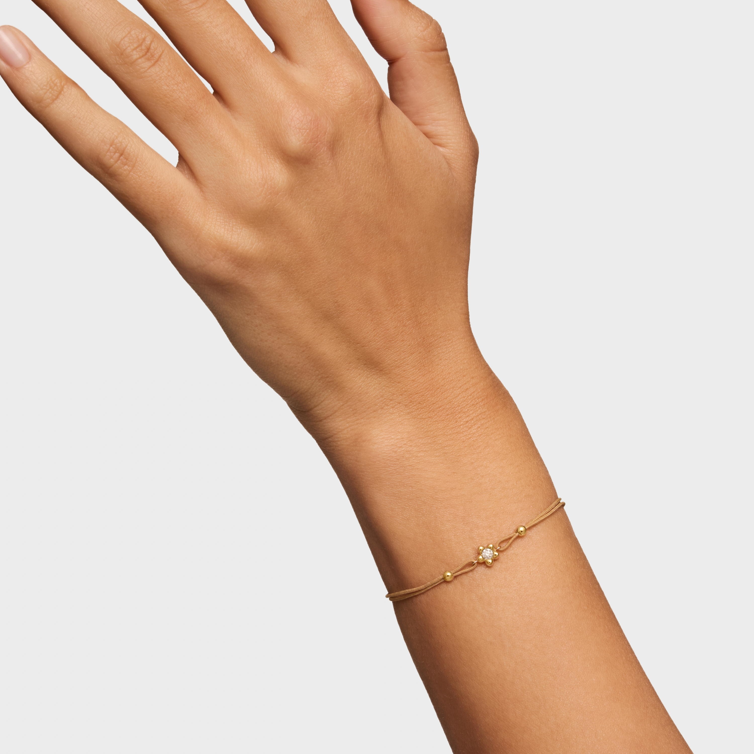 Pulsera de oro con diamante creado en laboratorio y nylon camel TOUS Lili