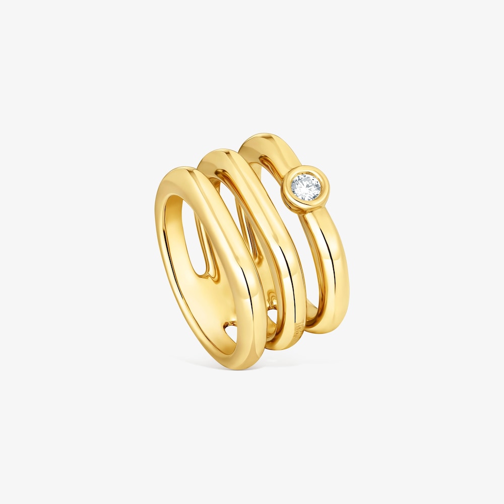 18K gold vermeil Triple ring with laboratory-grown diamond Line LGD