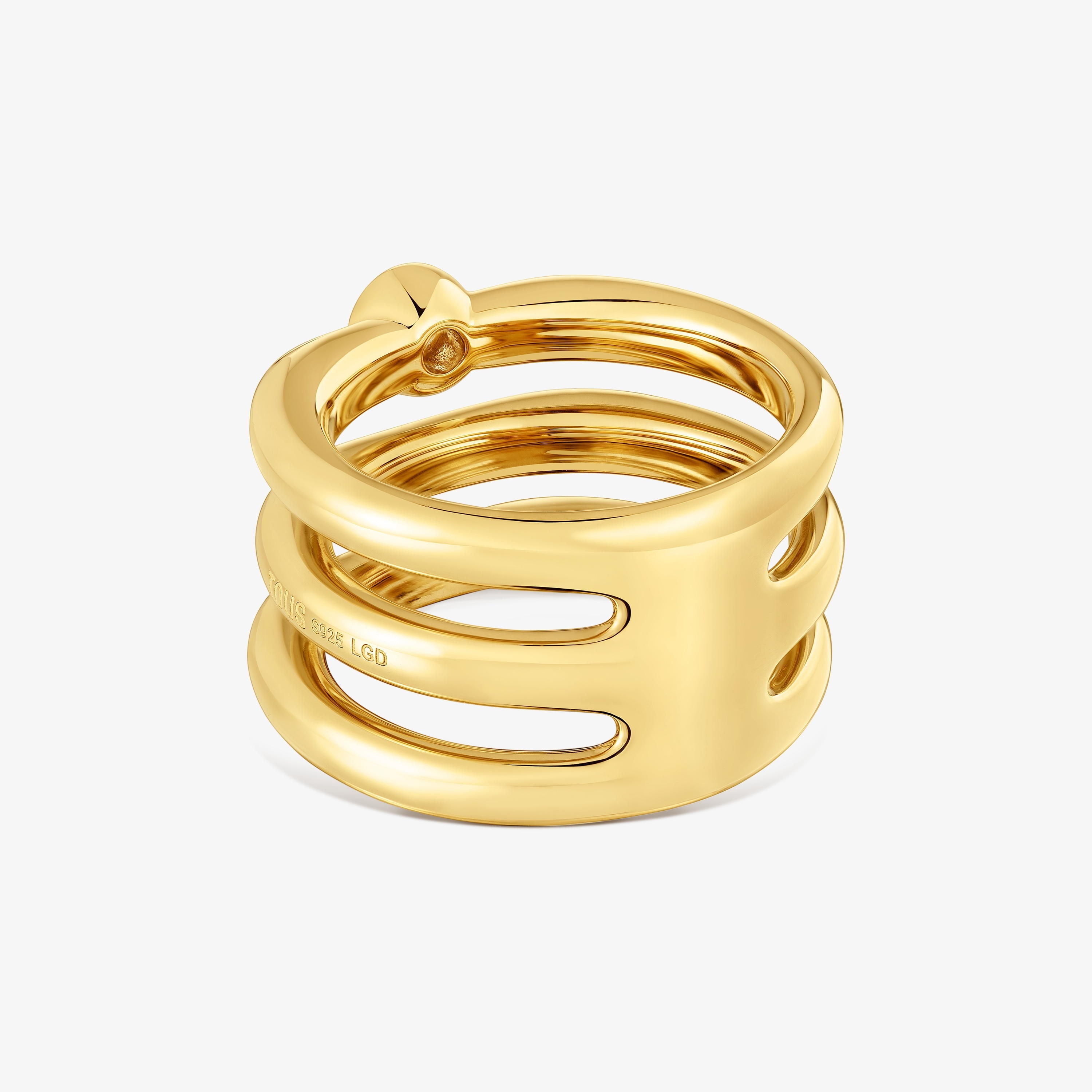 18K gold vermeil Triple ring with laboratory-grown diamond Line LGD