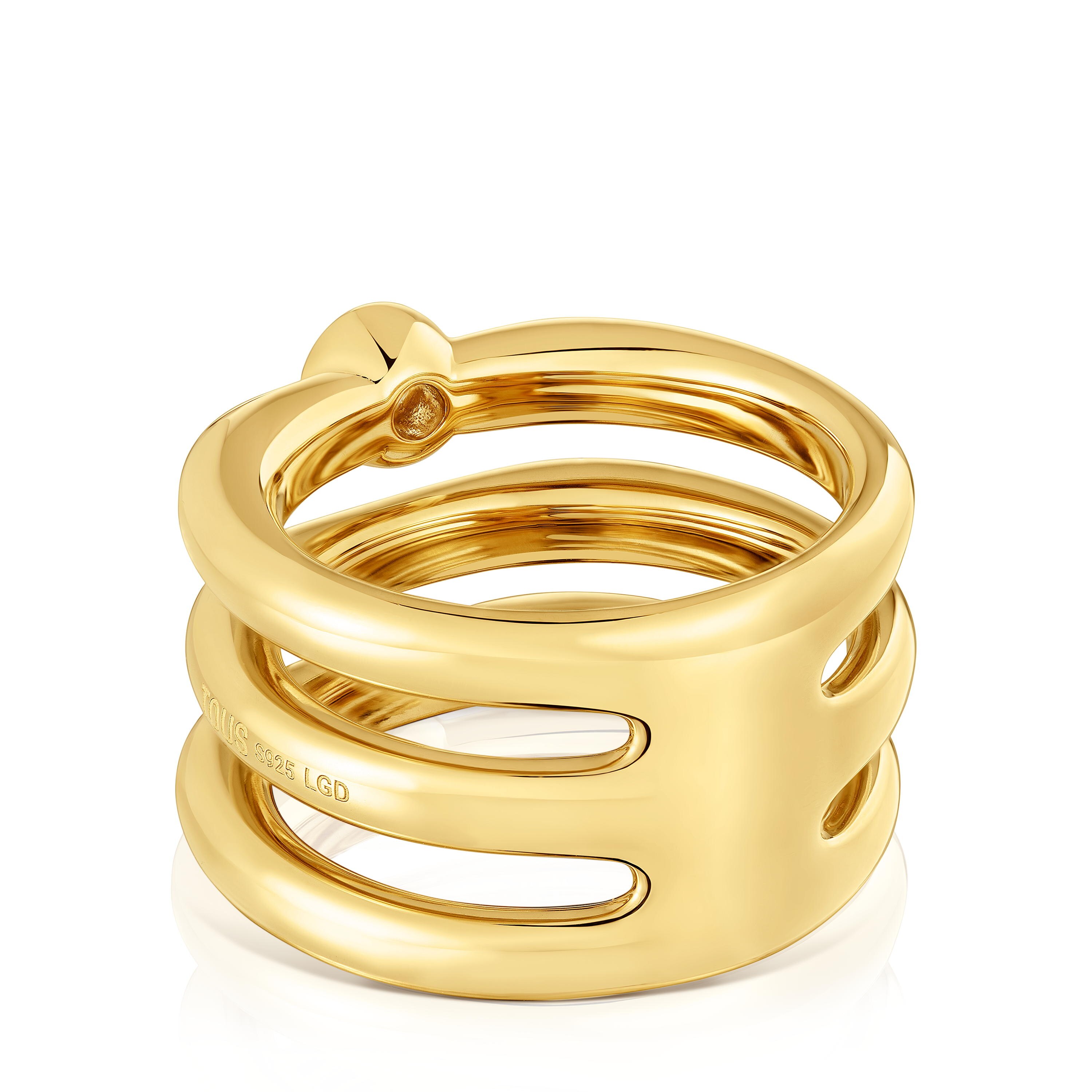 18kt gold plating over silver Triple ring with laboratory-grown diamond Line LGD