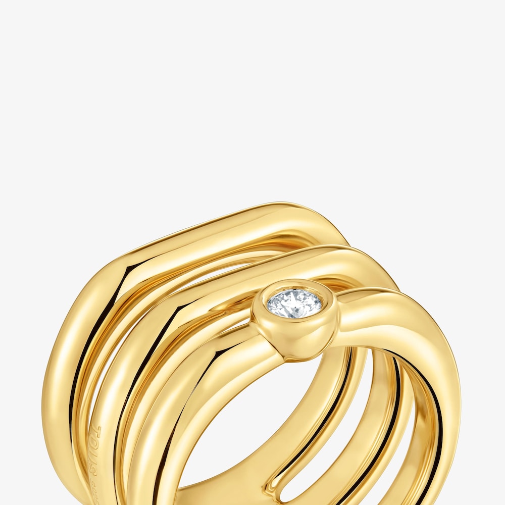 18K gold vermeil Triple ring with laboratory-grown diamond Line LGD