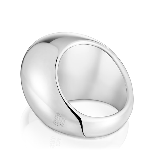 Anillo ancho de plata abombado Warm