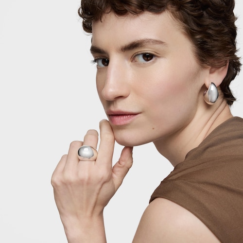 Anillo ancho de plata abombado Warm