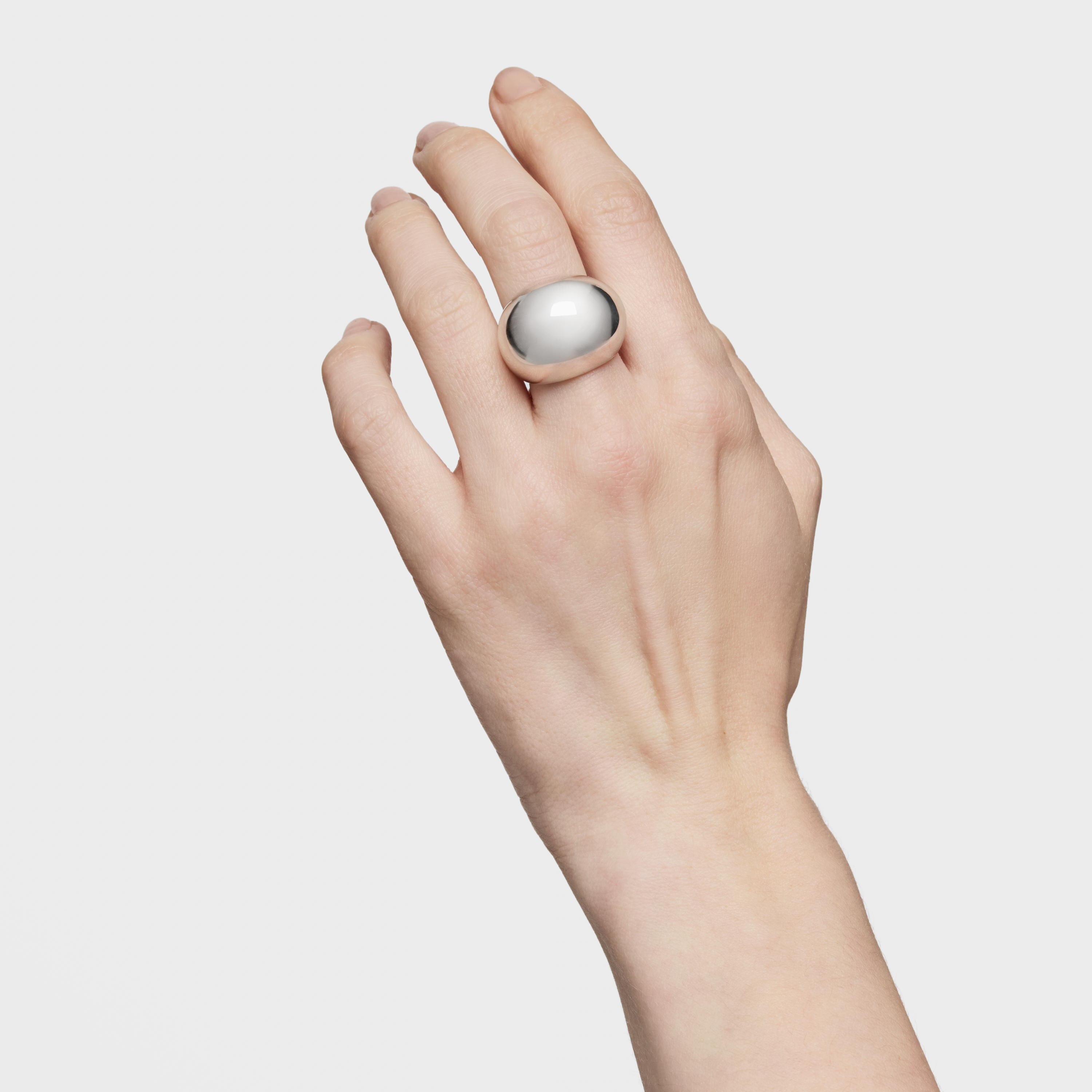 Wide silver Dome ring Warm