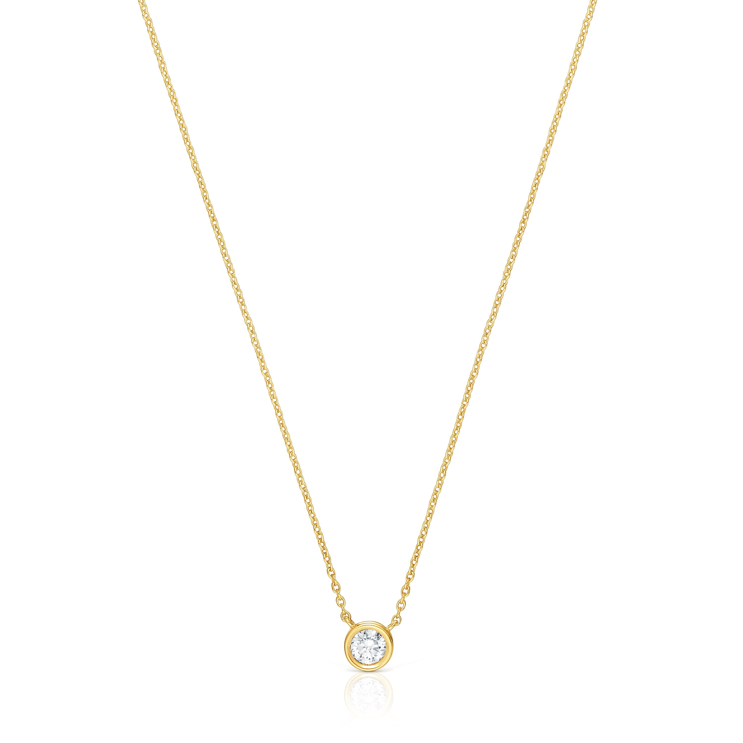 Collar corto con baño de oro 18 kt sobre plata y diamante creado en laboratorio Line LGD