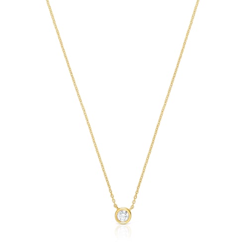 Collar corto con baño de oro 18 kt sobre plata y diamante creado en laboratorio Line LGD