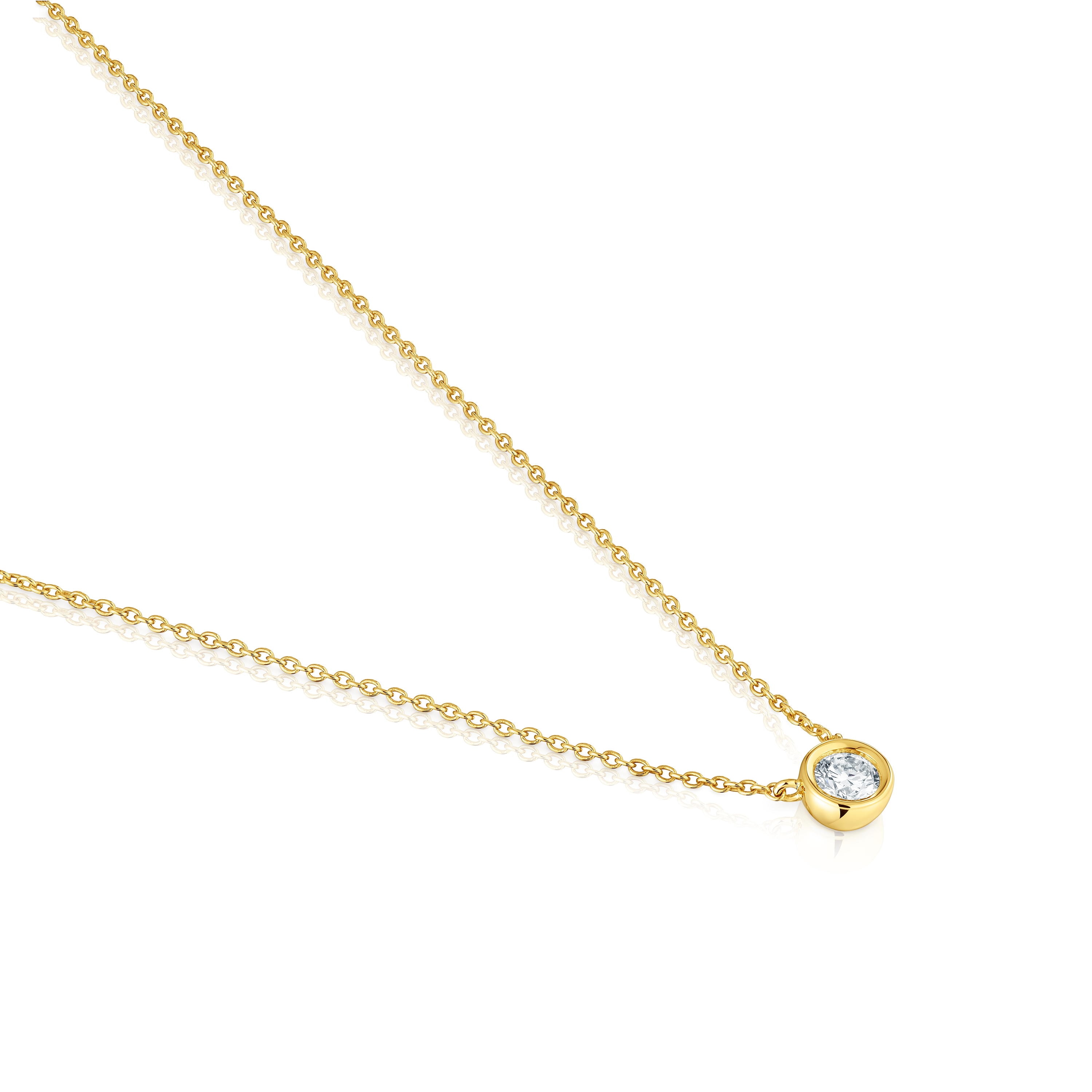 Collar corto con baño de oro 18 kt sobre plata y diamante creado en laboratorio Line LGD