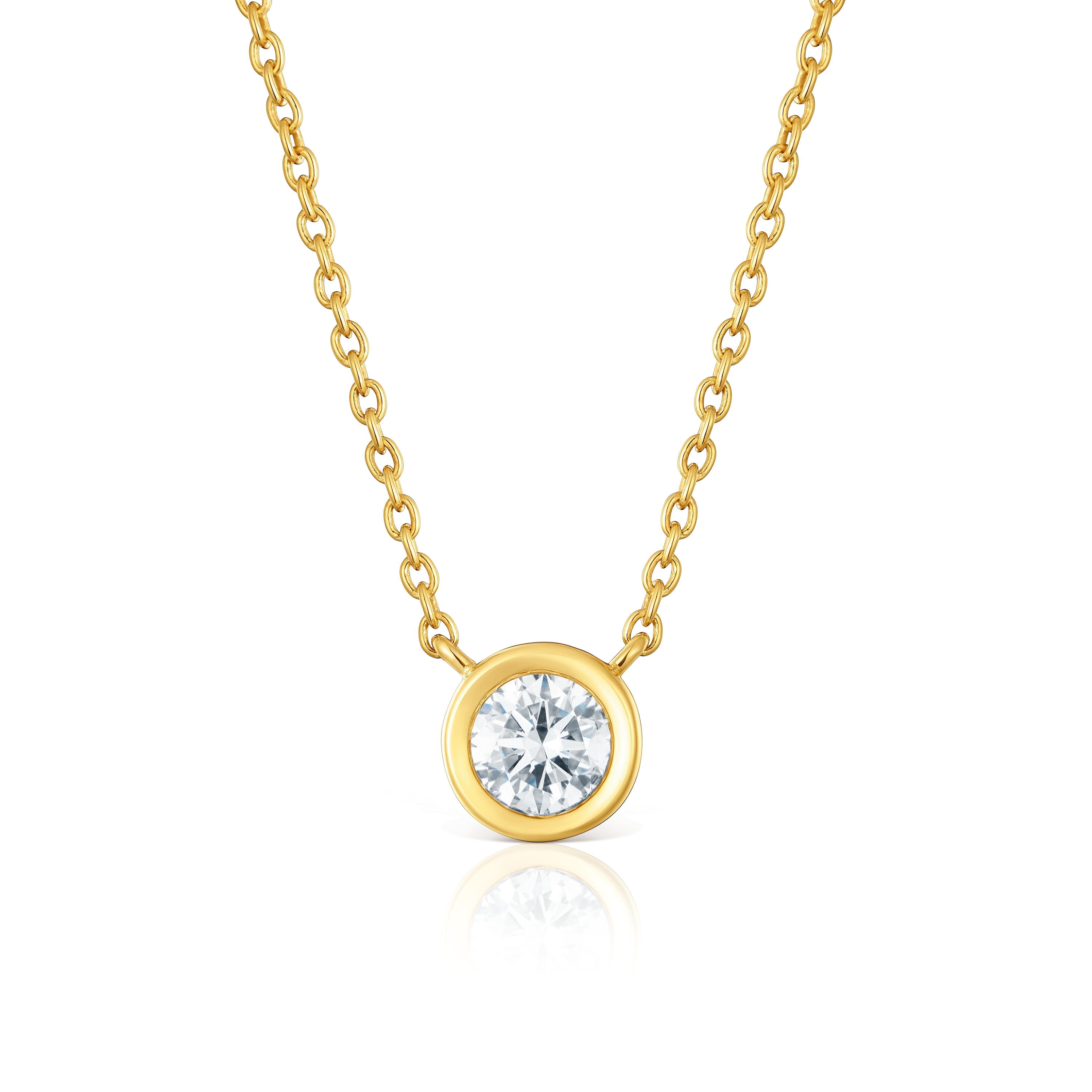 Collar corto con baño de oro 18 kt sobre plata y diamante creado en laboratorio Line LGD