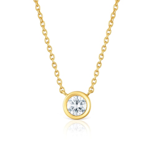 Collar corto con baño de oro 18 kt sobre plata y diamante creado en laboratorio Line LGD