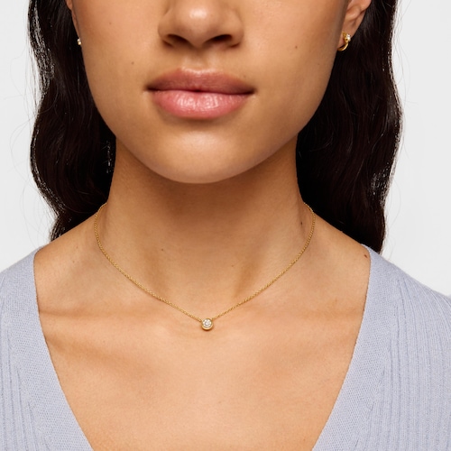 Collar corto con baño de oro 18 kt sobre plata y diamante creado en laboratorio Line LGD