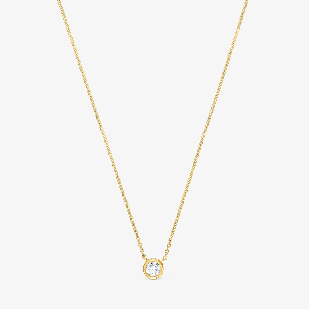 Kurze Halskette Line LGD aus 18&nbsp;kt vergoldetem Silber mit einem im Labor gez&uuml;chteten Diamanten