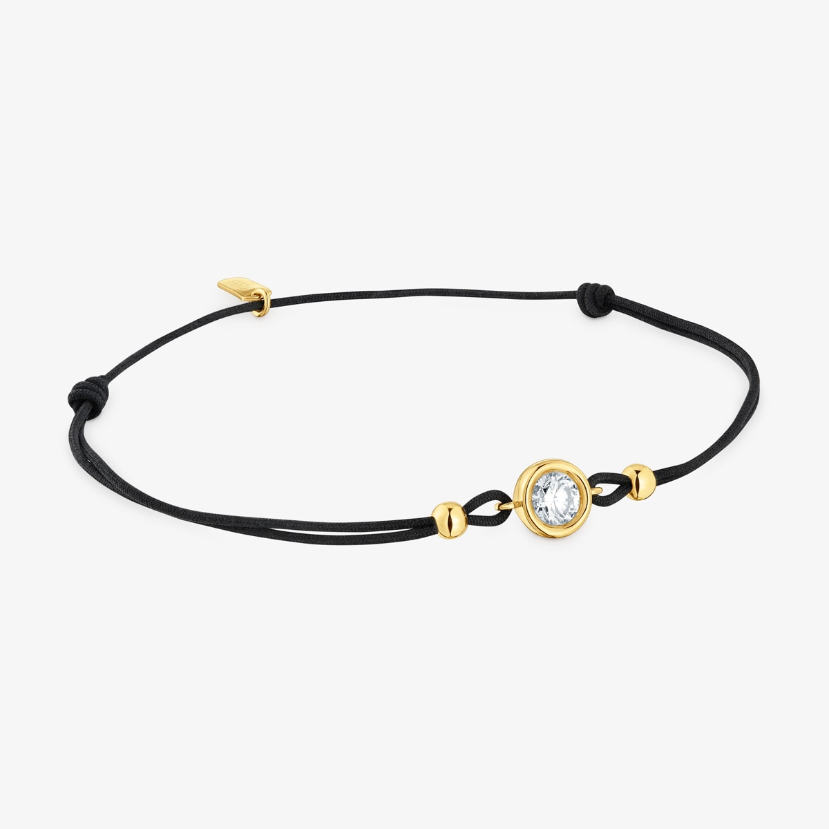 Tous - Pulsera De Nylon Negro Con Baño De Oro 18 Kt Sobre Plata Y Diamante Creado En Laboratorio Line Lgd - Negro