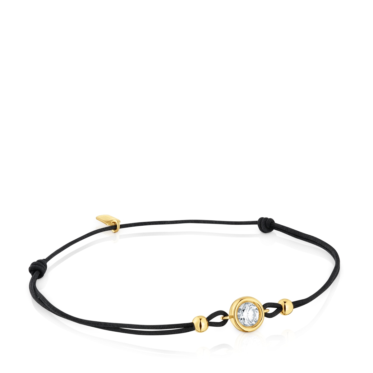 Black nylon Bracelet with 18kt gold plating over silver and laboratory-grown diamond Line LGD