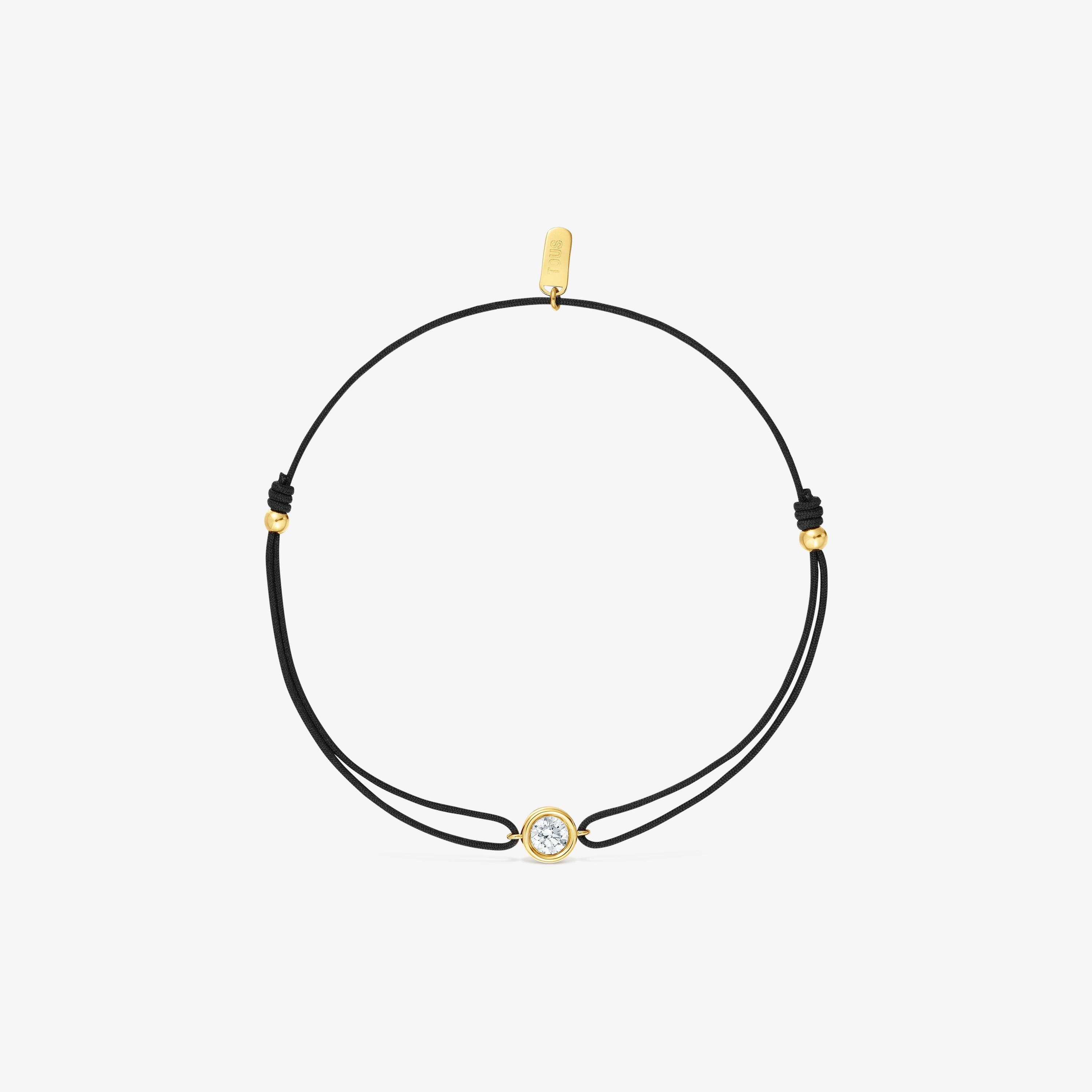 Black nylon Bracelet with 18K gold vermeil and laboratory-grown diamond Line LGD
