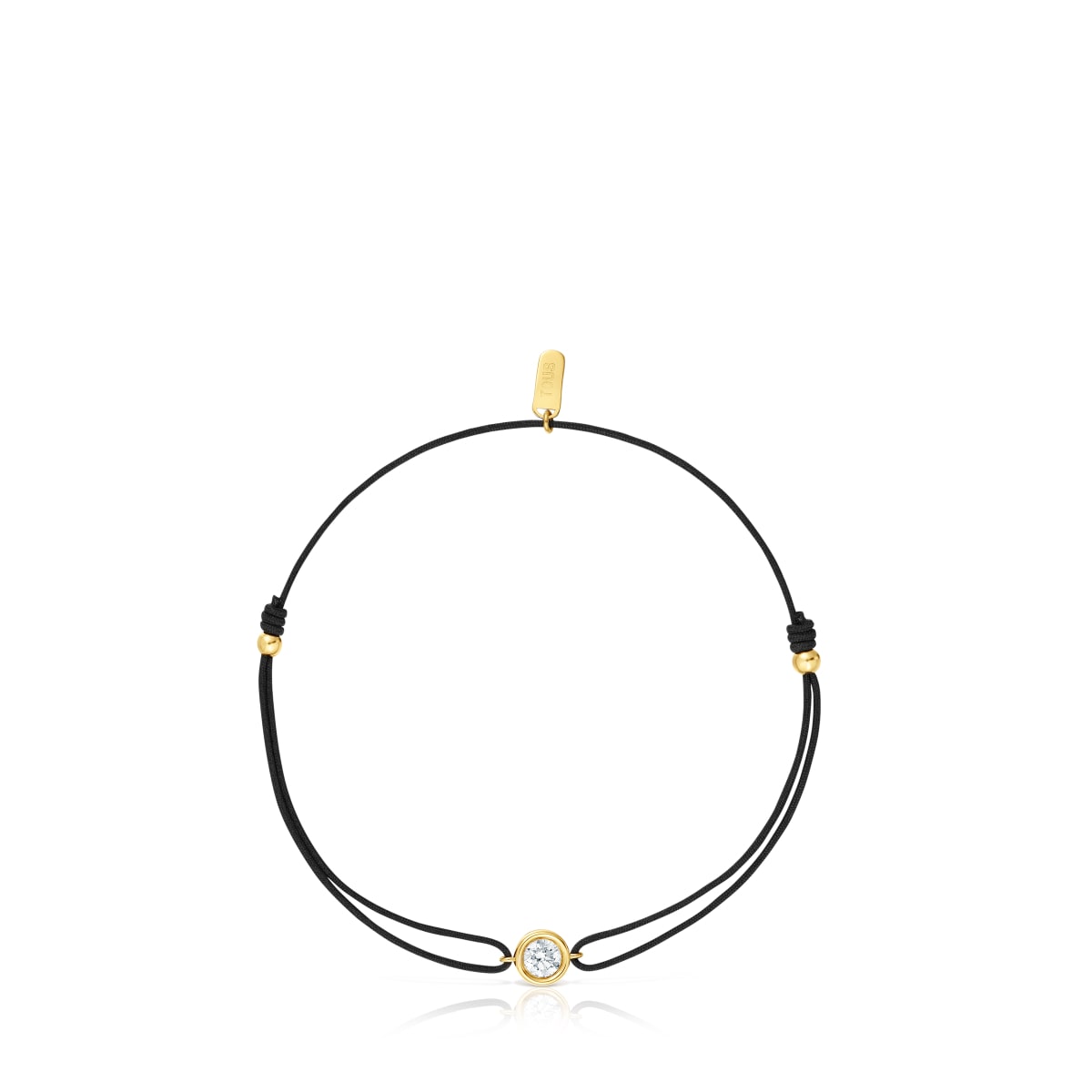 Black nylon Bracelet with 18kt gold plating over silver and laboratory-grown diamond Line LGD