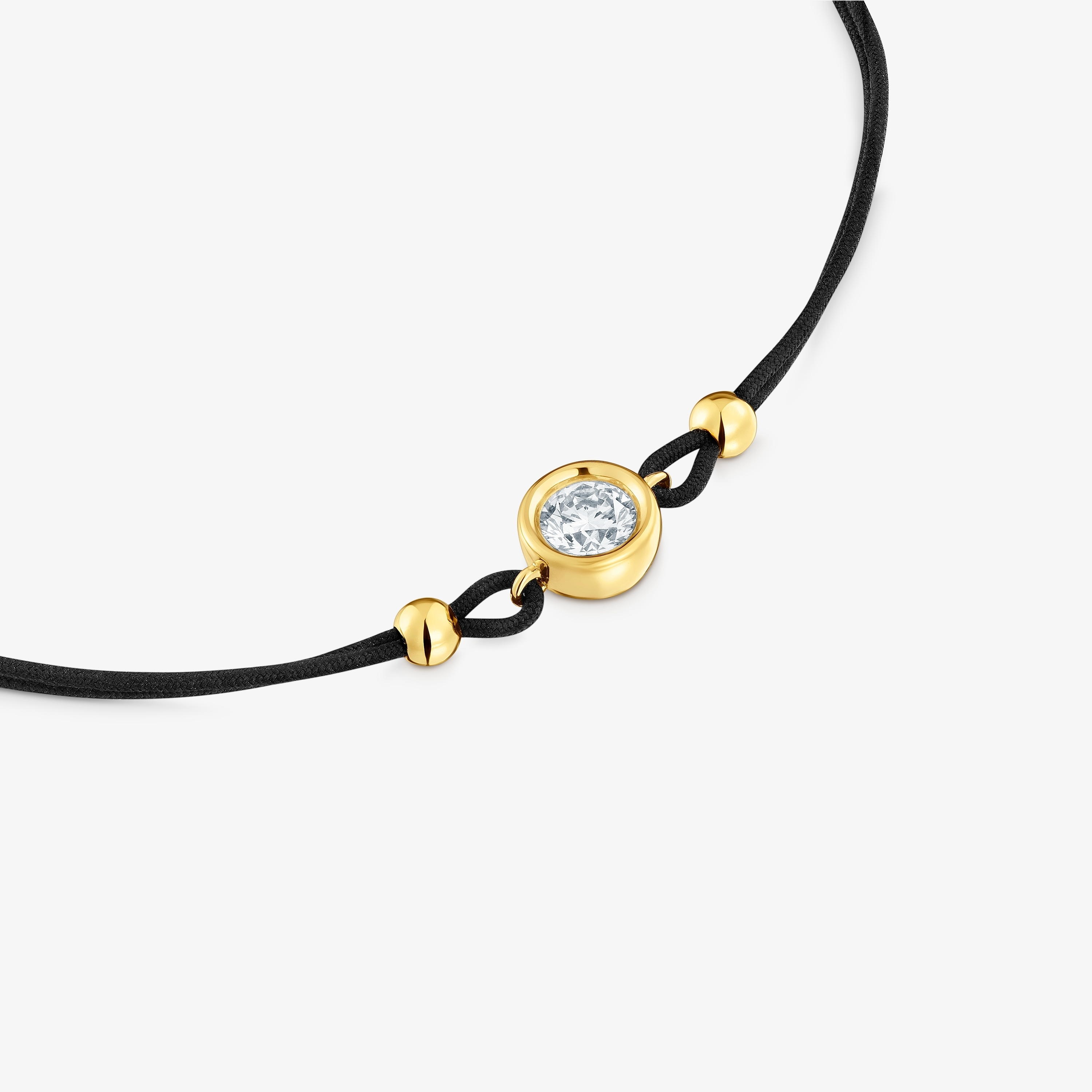 Black nylon Bracelet with 18K gold vermeil and laboratory-grown diamond Line LGD