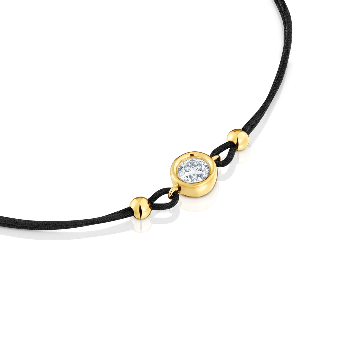 Black nylon Bracelet with 18kt gold plating over silver and laboratory-grown diamond Line LGD