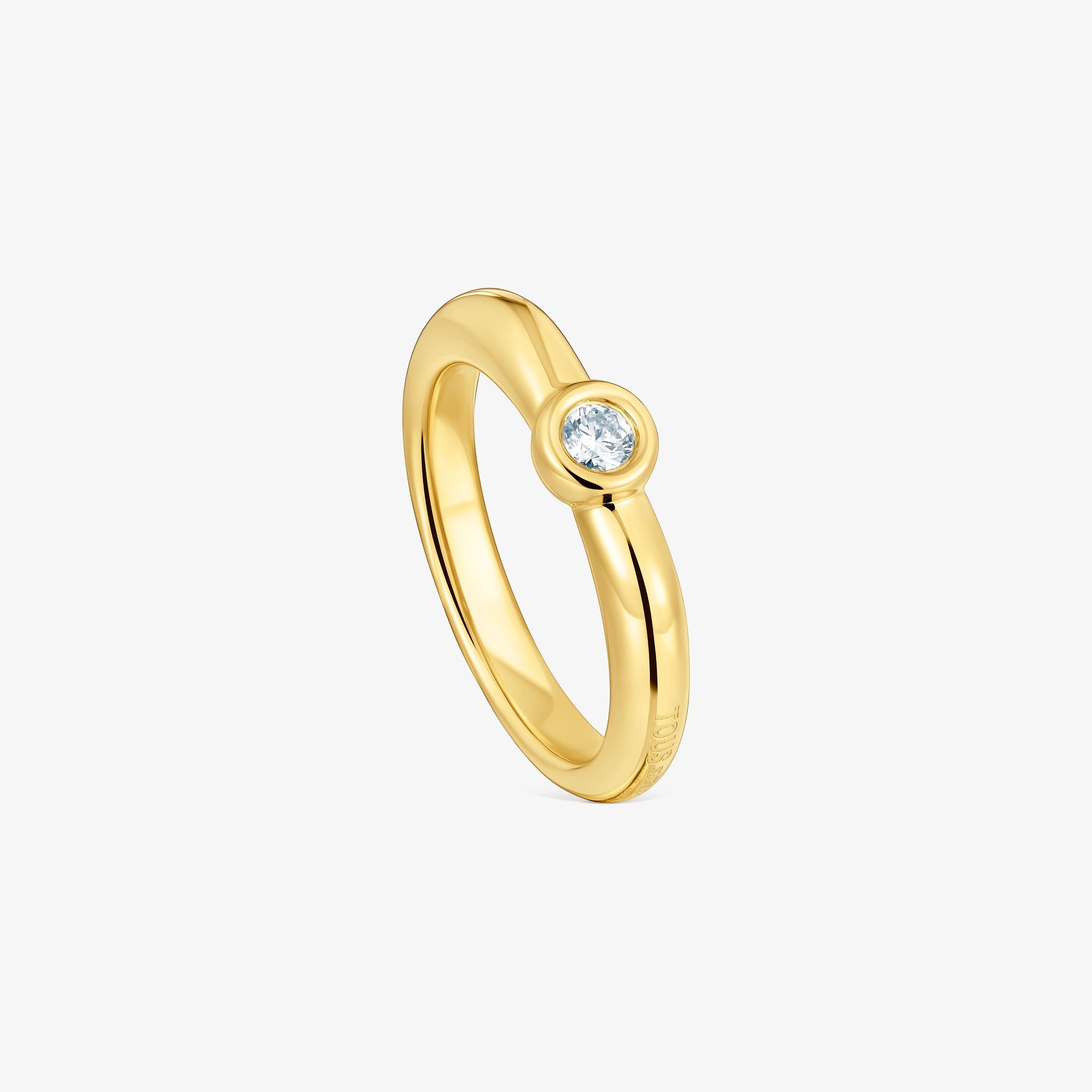 18K gold vermeil Wide ring with laboratory-grown diamond Line LGD