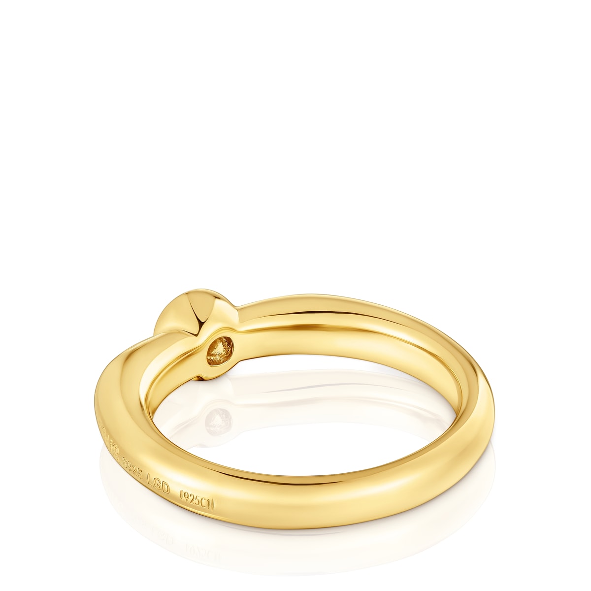 18kt gold plating over silver Wide ring with laboratory-grown diamond Line LGD