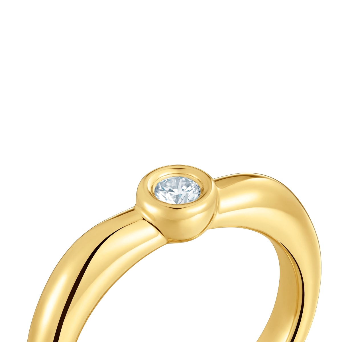 18kt gold plating over silver Wide ring with laboratory-grown diamond Line LGD